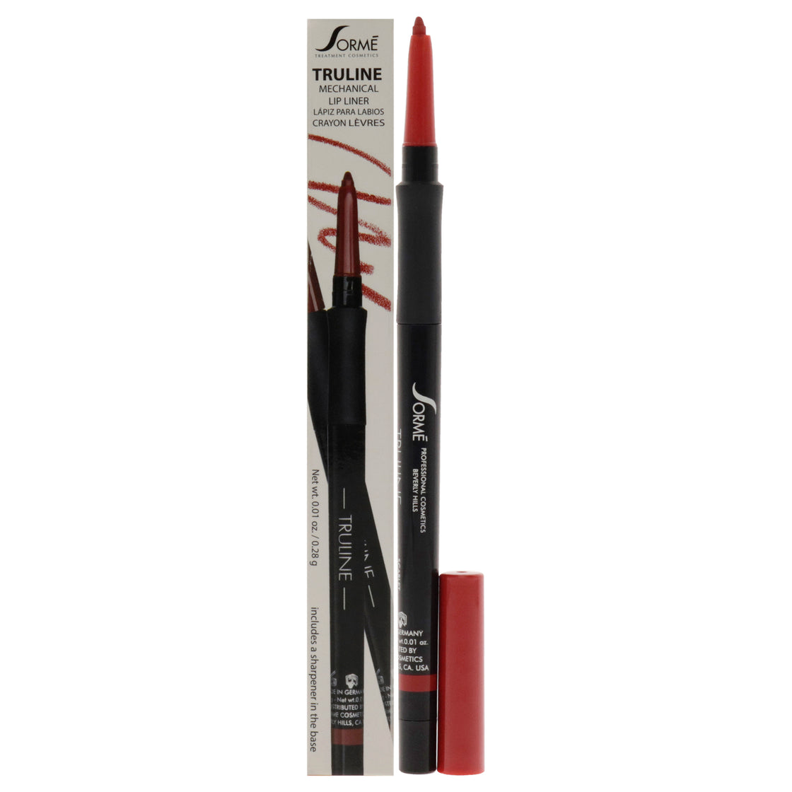 Truline Mechanical Lipliner - MPL04 Scarlet by Sorme Cosmetics for Women - 0.01 oz Lip Liner