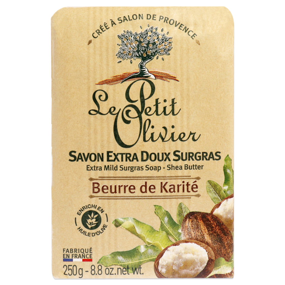 Extra Mild Surgras Soap - Shea Butter by Le Petit Olivier for Men - 8.8 oz Soap