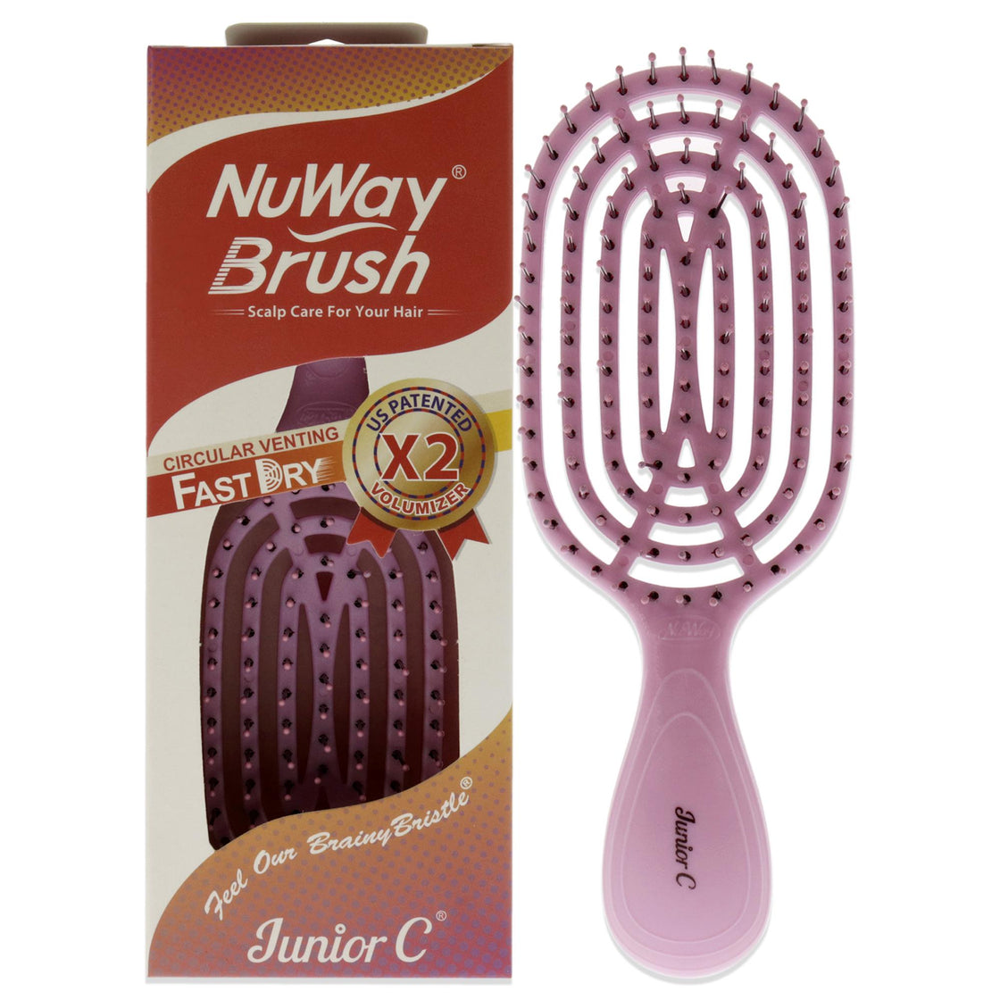 Patented Vented Junior C Brush - Pink by NuWay 4Hair for Unisex - 1 Pc Hair Brush