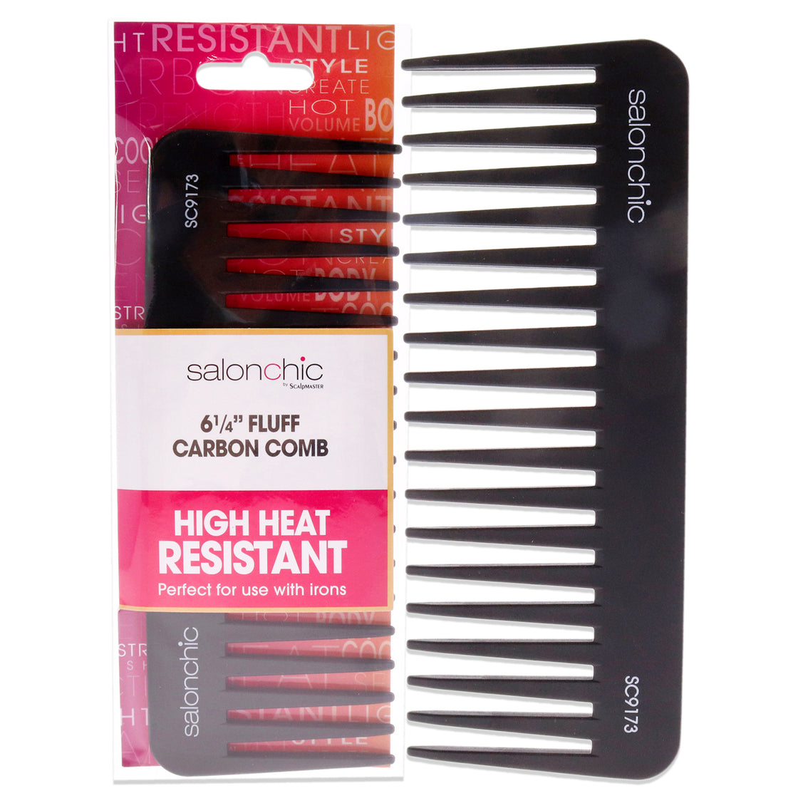 Fluff Carbon Comb High Heat Resistant 6.25 by SalonChic for Unisex - 1 Pc Comb