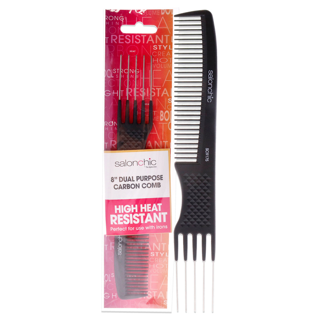 Dual Purpose Carbon Comb High Heat Resistant 8 by SalonChic for Unisex - 1 Pc Comb