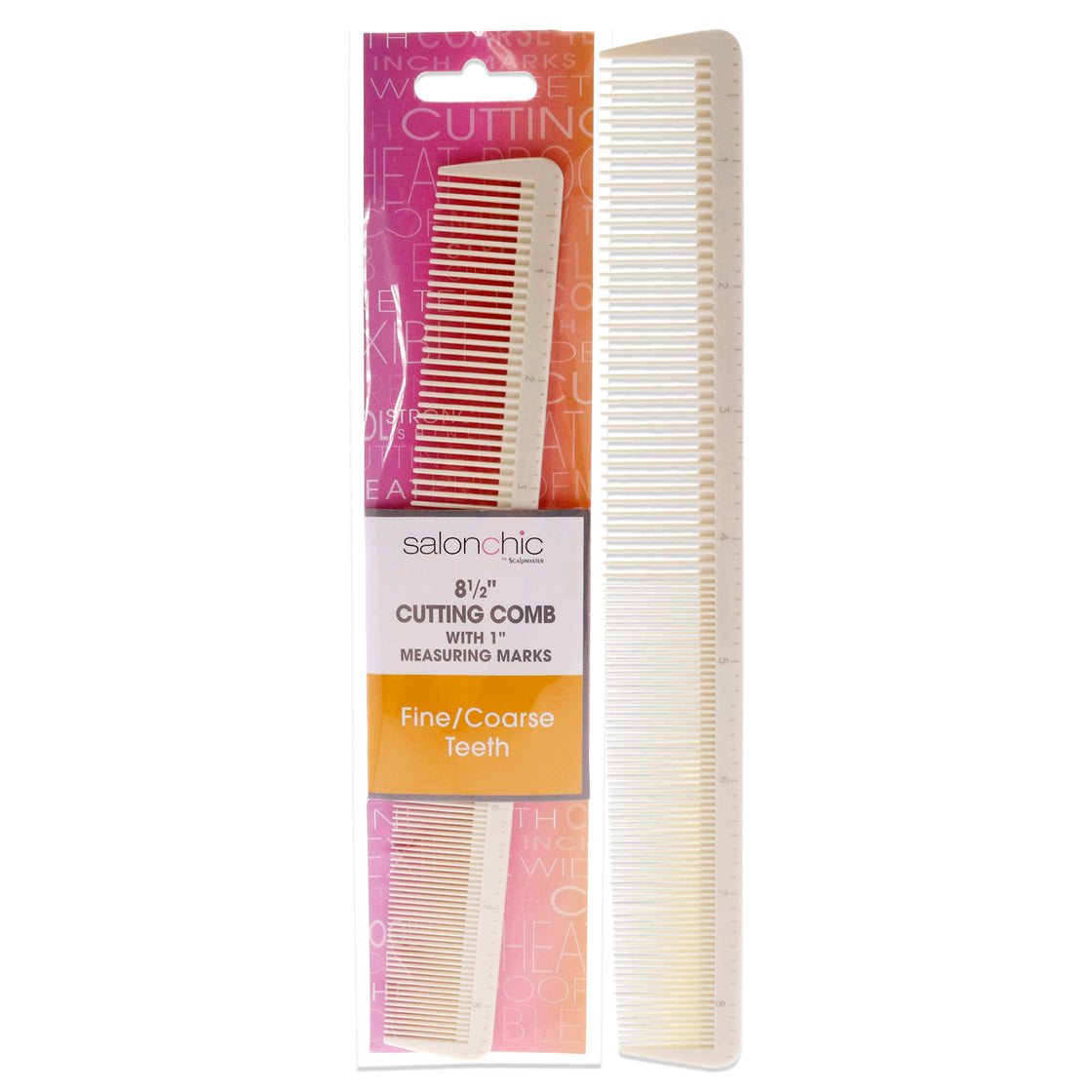 Cutting Comb W-1 Measuring Marks High Heat Resistant 8.5 - Fine-Coarse Teeth by SalonChic for Unisex - 1 Pc Comb