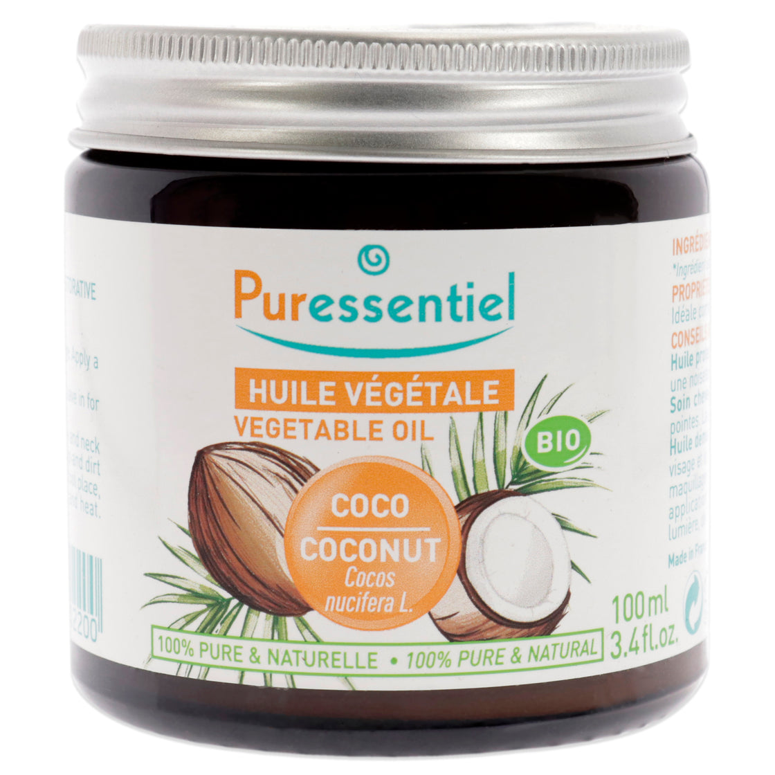 Organic Vegetable Oil - Coconut by Puressentiel for Unisex - 3.4 oz Oil