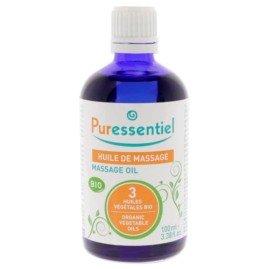 Organic Massage Oil with 3 Organic Vegetable Oils by Puressentiel for Unisex - 3.38 oz Oil