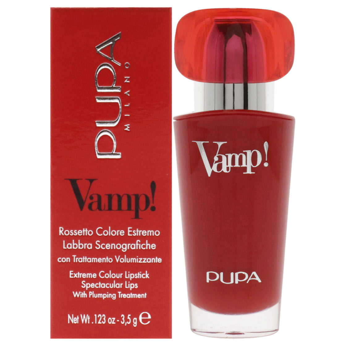 Vamp! Extreme Colour Lipstick with Plumping Treatment - 100 Naked Skin by Pupa Milano for Women - 0.123 oz Lipstick