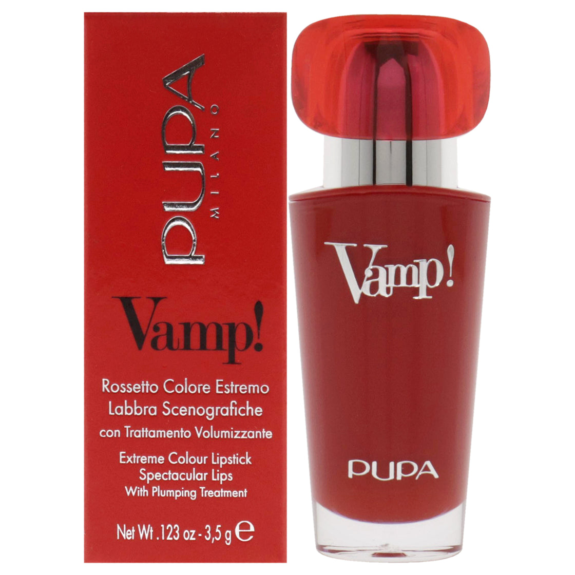 Vamp! Extreme Colour Lipstick with Plumping Treatment - 101 Warm Nude by Pupa Milano for Women - 0.123 oz Lipstick