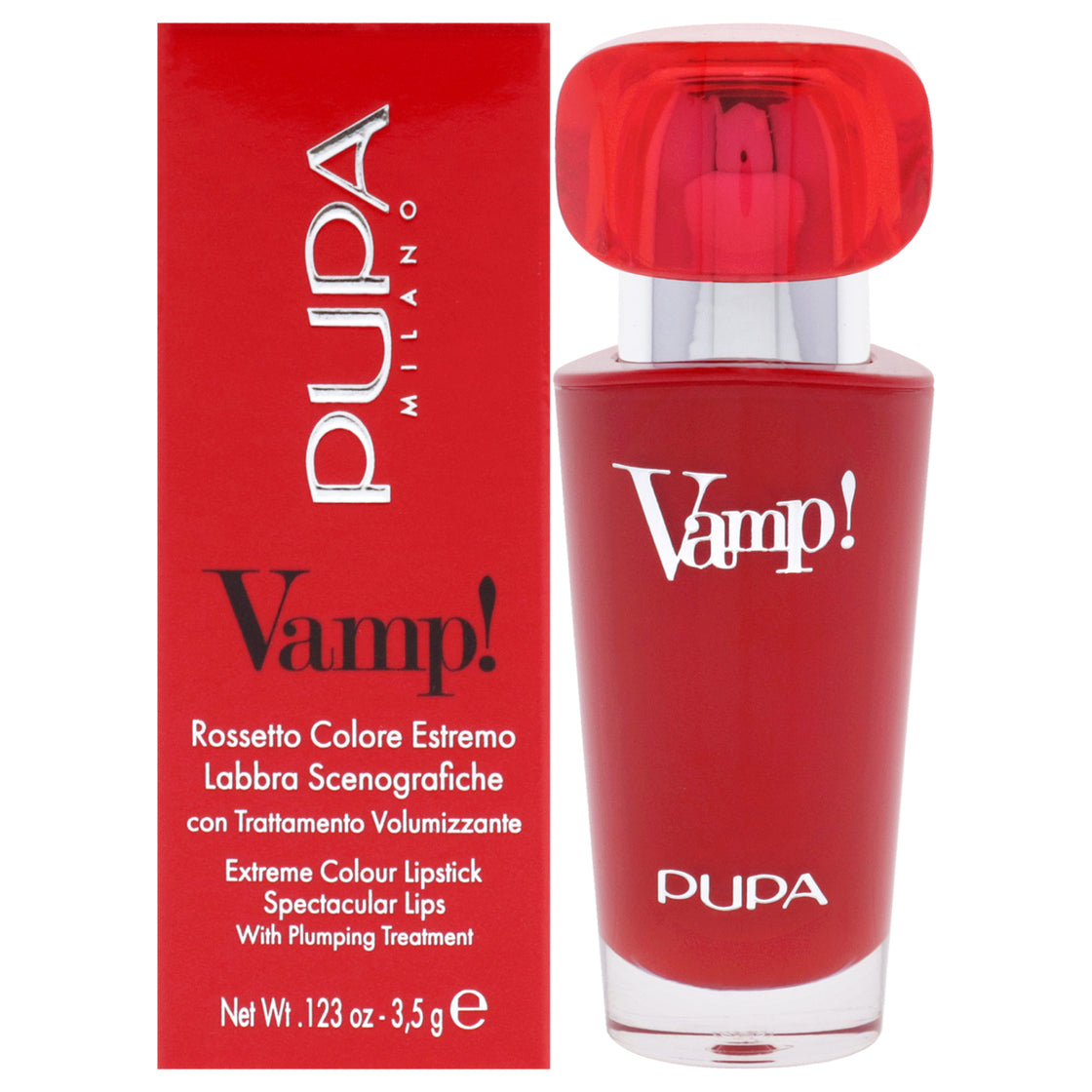 Vamp! Extreme Colour Lipstick with Plumping Treatment - 102 Rose Nude by Pupa Milano for Women - 0.123 oz Lipstick