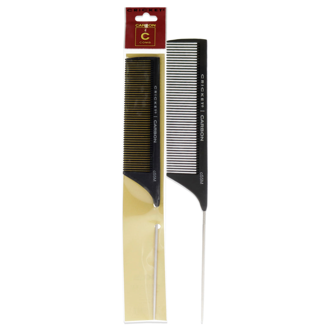 Carbon Comb Seamless Medium Tooth Pattern Metal Rattail - C55M by Cricket for Unisex - 1 Pc Comb