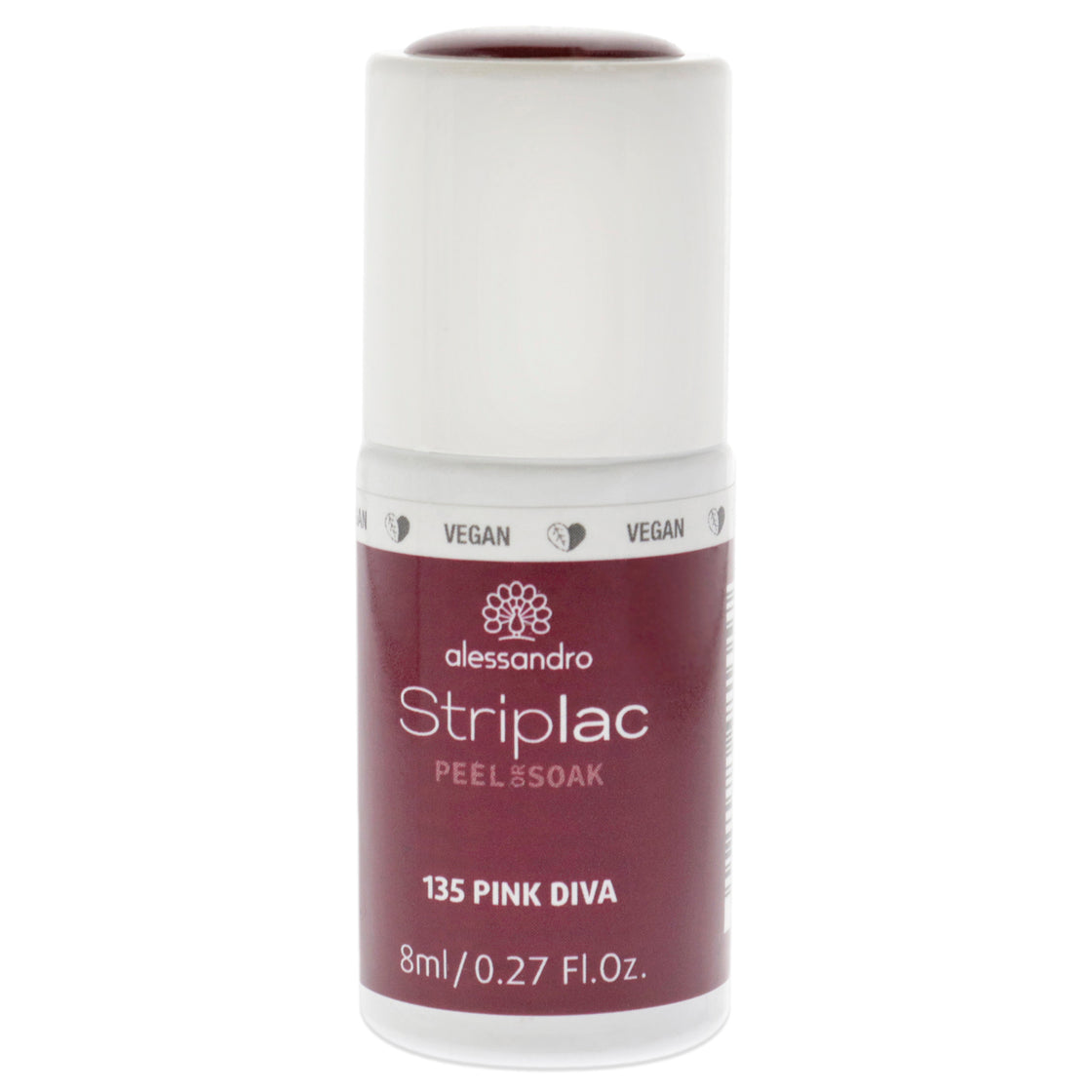 Striplac Peel or Soak - 135 Pink Diva by Alessandro for Women - 0.27 oz Nail Polish