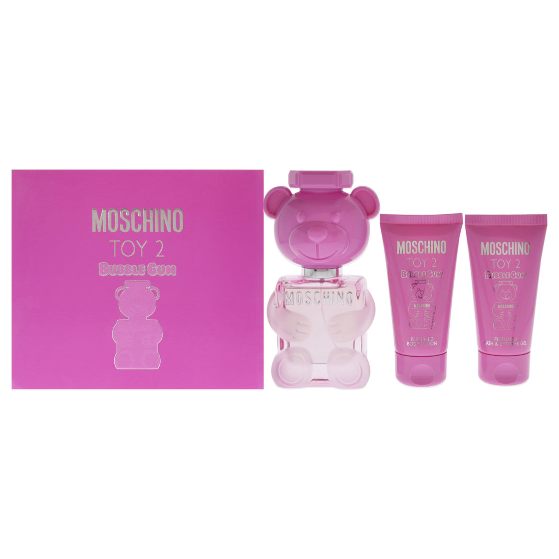 Moschino Toy 2 Bubble Gum by Moschino for Women - 3 Pc Gift Set 1.7oz EDT Spray, 1.7oz Body Lotion, 1.7oz Bath and Shower Gel