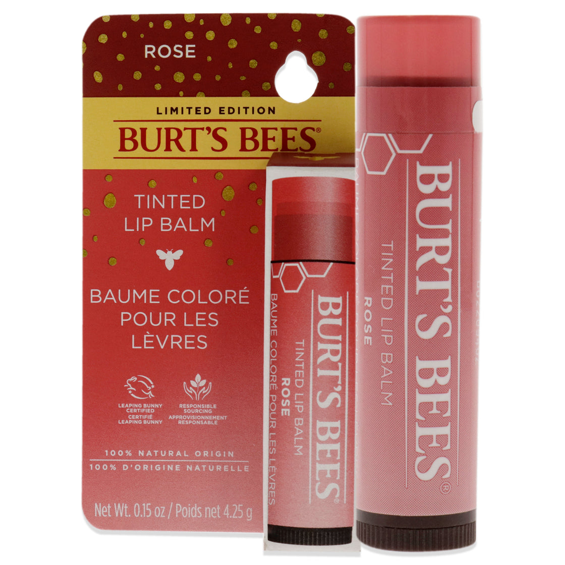 Tinted Lip Balm - Rose by Burts Bees for Unisex - 0.15 oz Lip Balm (Limited Edition)