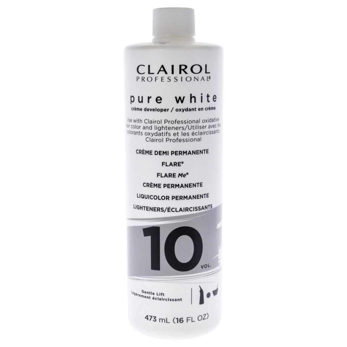 Pure White 10 Volume Creme Developer by Clairol for Unisex - 16 oz Lightener