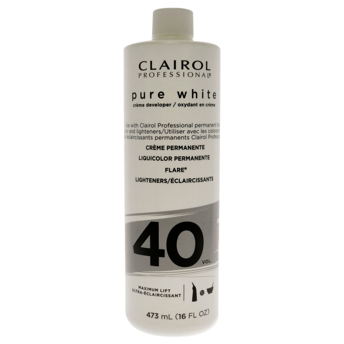 Pure White 40 Volume Creme Developer by Clairol for Unisex - 16 oz Lightener