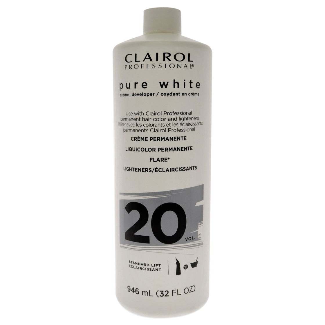 Pure White 20 Volume Creme Developer by Clairol for Unisex - 32 oz Lightener