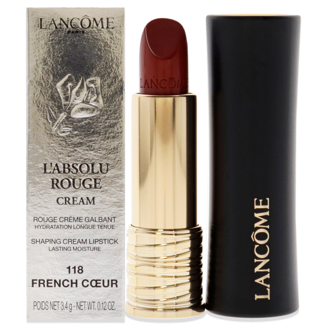 LAbsolu Rouge Hydrating Shaping Lipcolor - 118 French Coeur by Lancome for Women - 0.12 oz Lipstick