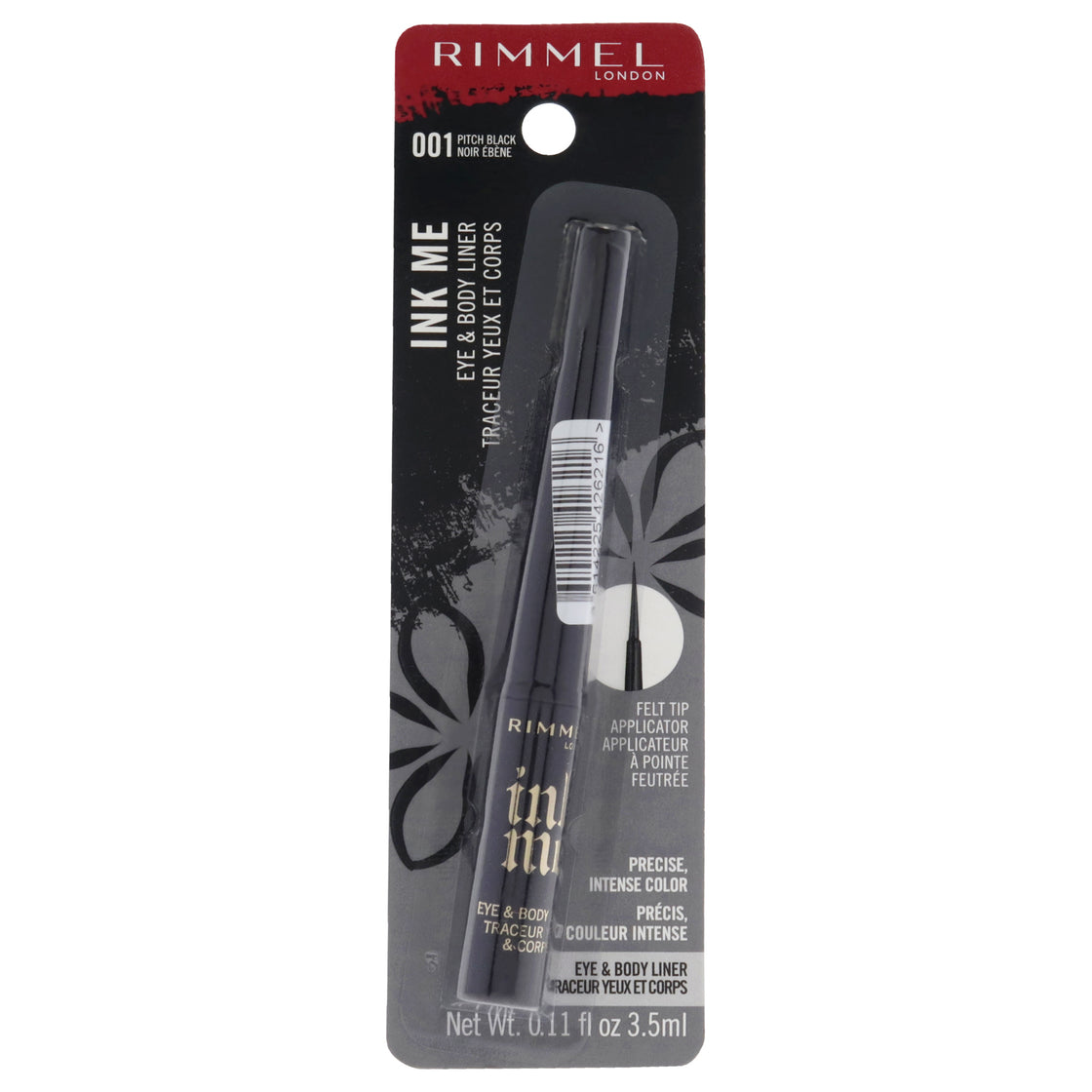 Ink Me Eyes and Body - 001 Pitch Black by Rimmel London for Women - 0.11 oz Eyeliner