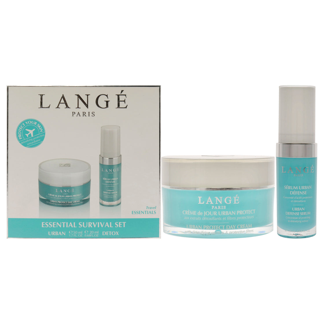 Essential Survival Set by Lange for Unisex - 2 Pc 1.7oz Urban Protect Day Cream, 0.68oz Urban Defense Serum