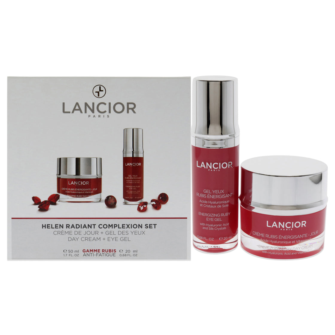 Helen Radiant Complexion Set by Lancior for Unisex - 2 Pc 1.7oz Energizing Ruby Day Cream, 0.68oz Energizing Ruby Eye Gel