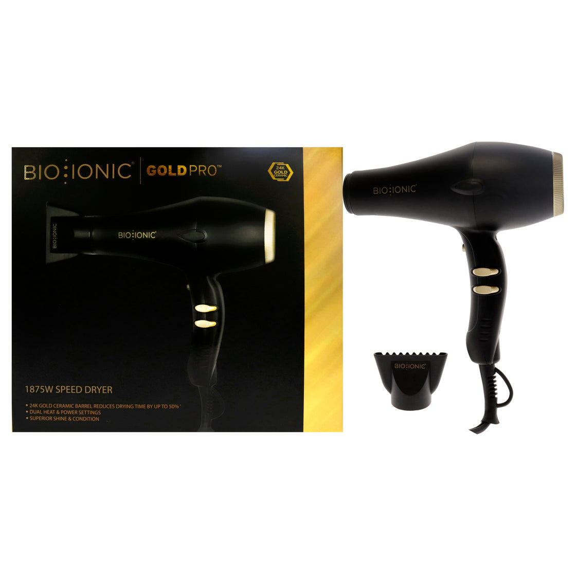 Gold Pro Speed Hair Dryer by Bio Ionic for Women - 1 Pc Hair Dryer