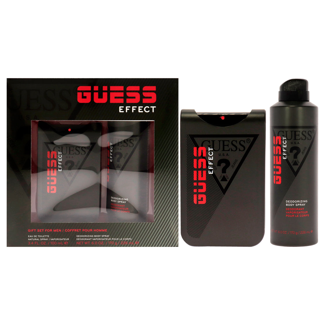 Guess Effect by Guess for Men - 2 Pc Gift Set 3.4oz EDT Spray, 6oz Body Spray