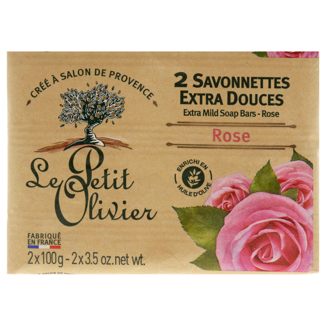 Extra Mild Soaps - Rose by Le Petit Olivier for Women - 2 x 3.5 oz Soap