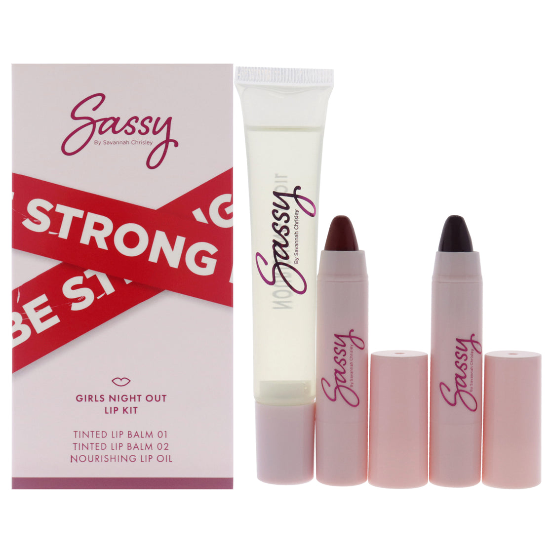 Breakup Collection Lip Kit - Girls Night Out by Sassy by Savannah Chrisley for Women - 3 Pc Nourishing Lip Oil, 2Pc Tinted Lip Balms