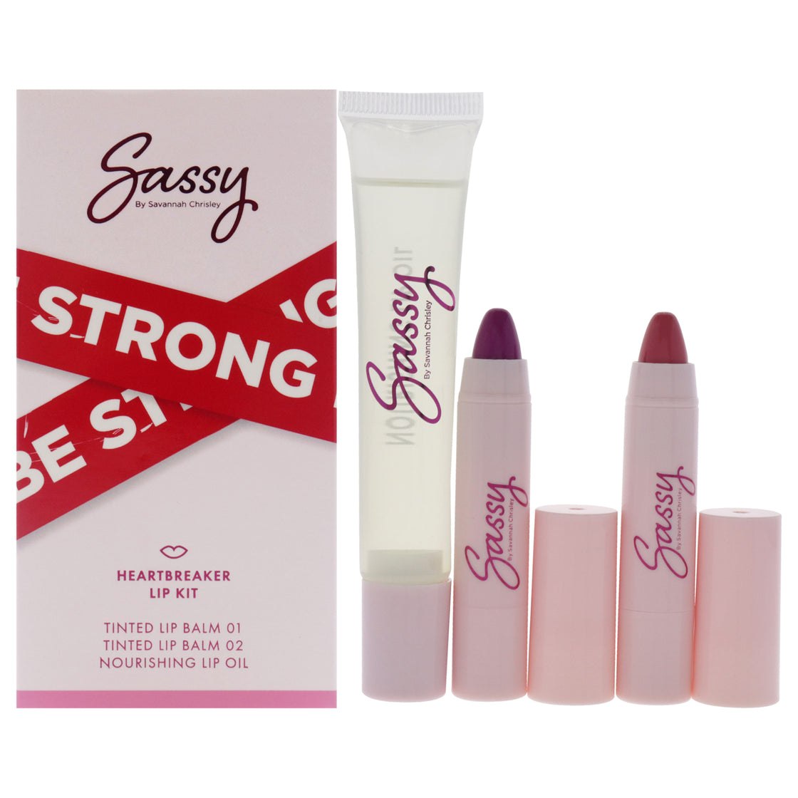 Breakup Collection Lip Kit - Heartbreaker by Sassy by Savannah Chrisley for Women - 3 Pc Nourishing Lip Oil, 2Pc Tinted Lip Balms