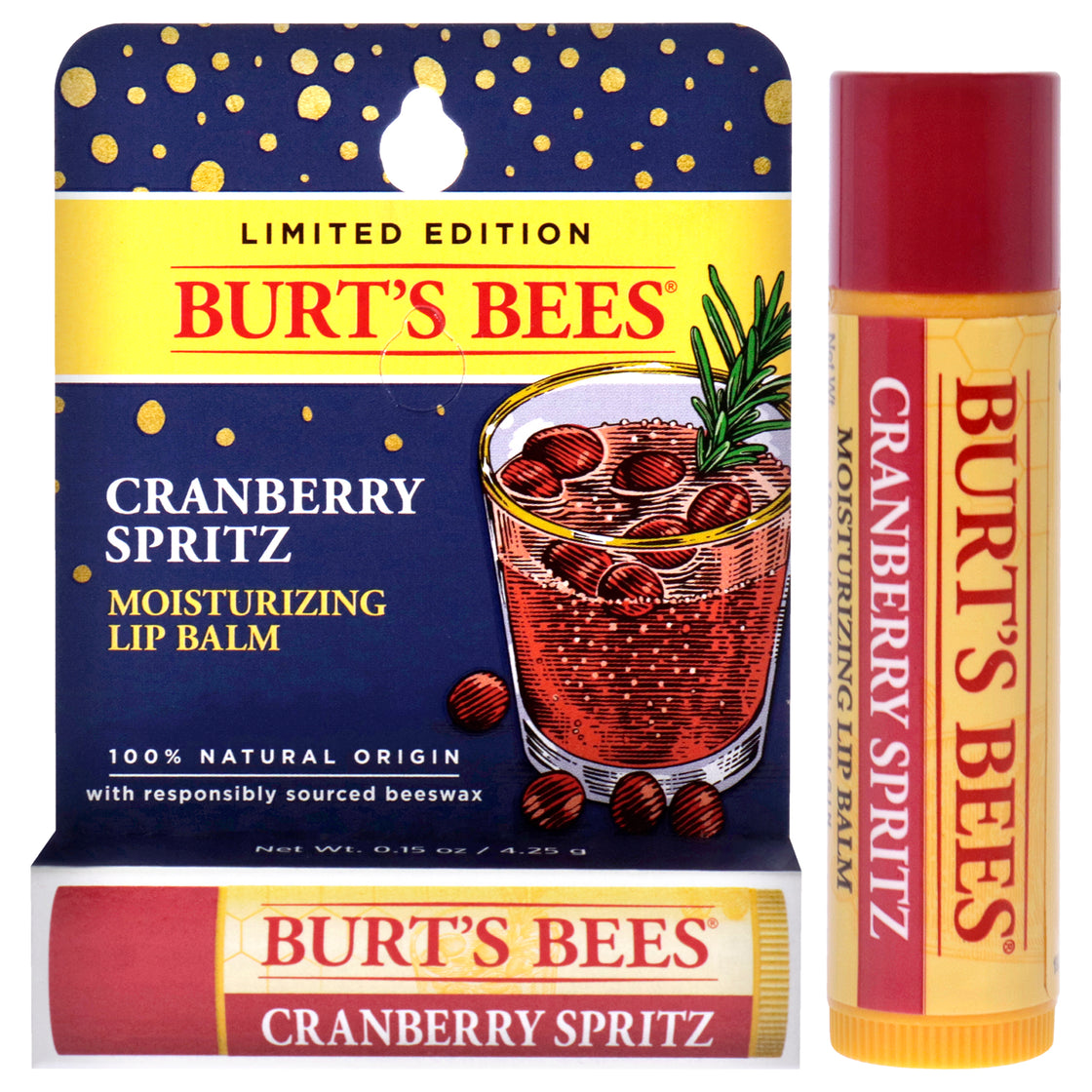 Moisturizing Lip Balm Limited Edition - Cramberry Spritz by Burts Bees for Unisex - 0.15 oz Lip Balm