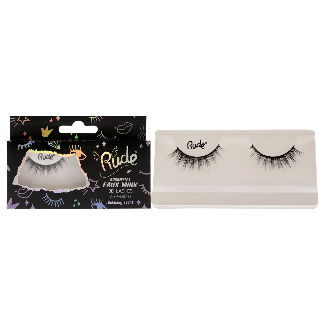 Essential Faux Mink 3D Lashes - Enticing by Rude Cosmetics for Women - 1 Pc Pair