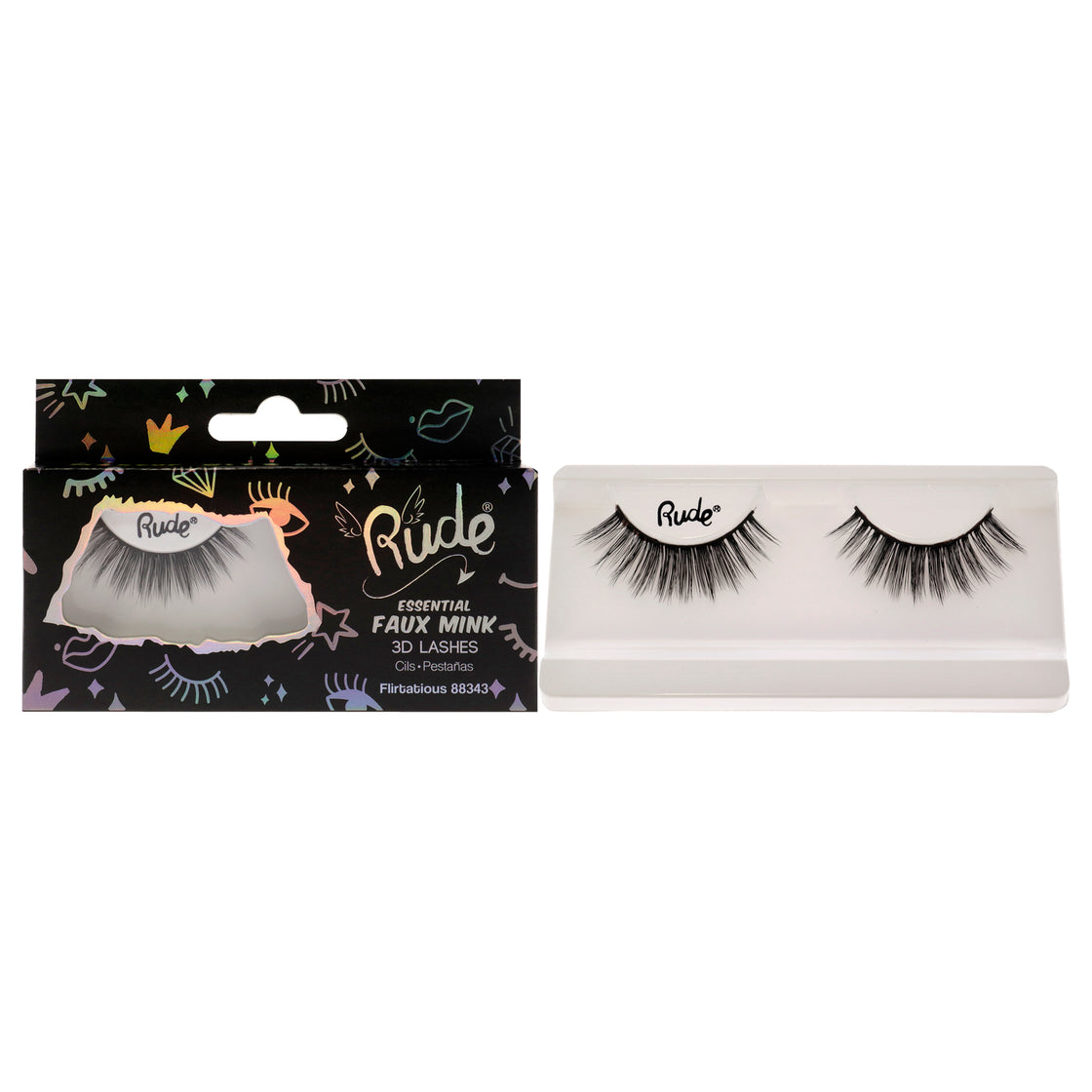 Essential Faux Mink 3D Lashes - Flirtatious by Rude Cosmetics for Women - 1 Pc Pair