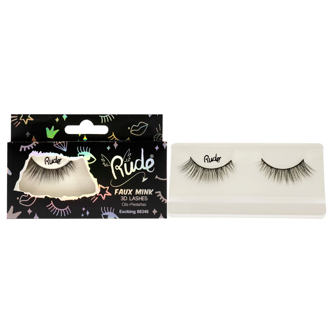 Essential Faux Mink 3D Lashes - Exciting by Rude Cosmetics for Women - 1 Pc Pair