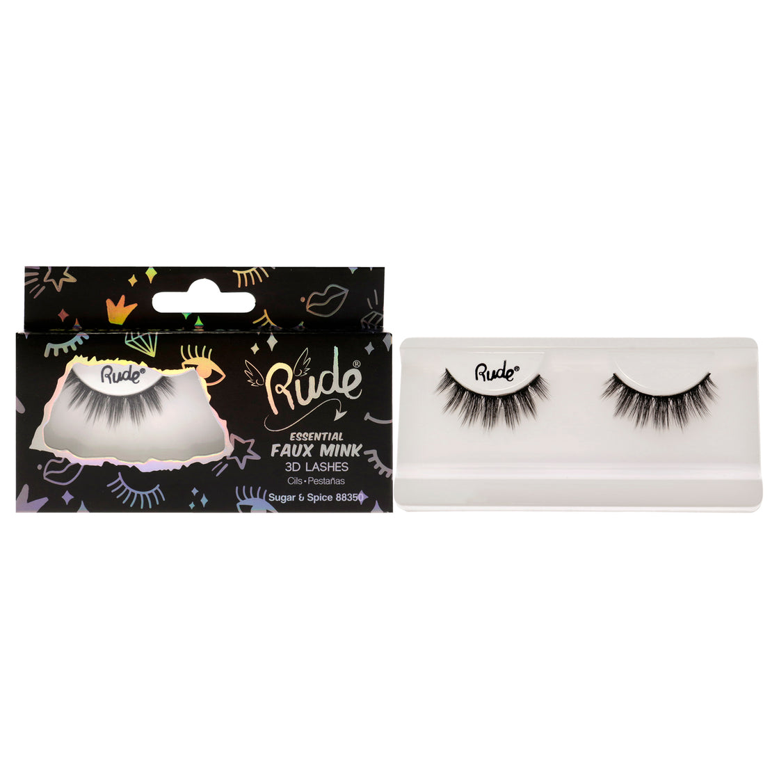 Essential Faux Mink 3D Lashes - Sugar and Spice by Rude Cosmetics for Women - 1 Pc Pair