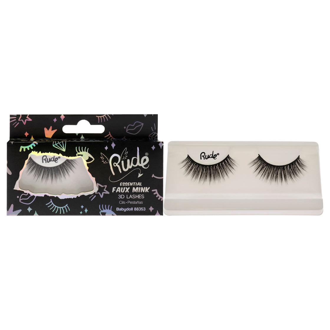 Essential Faux Mink 3D Lashes - Babydoll by Rude Cosmetics for Women - 1 Pc Pair