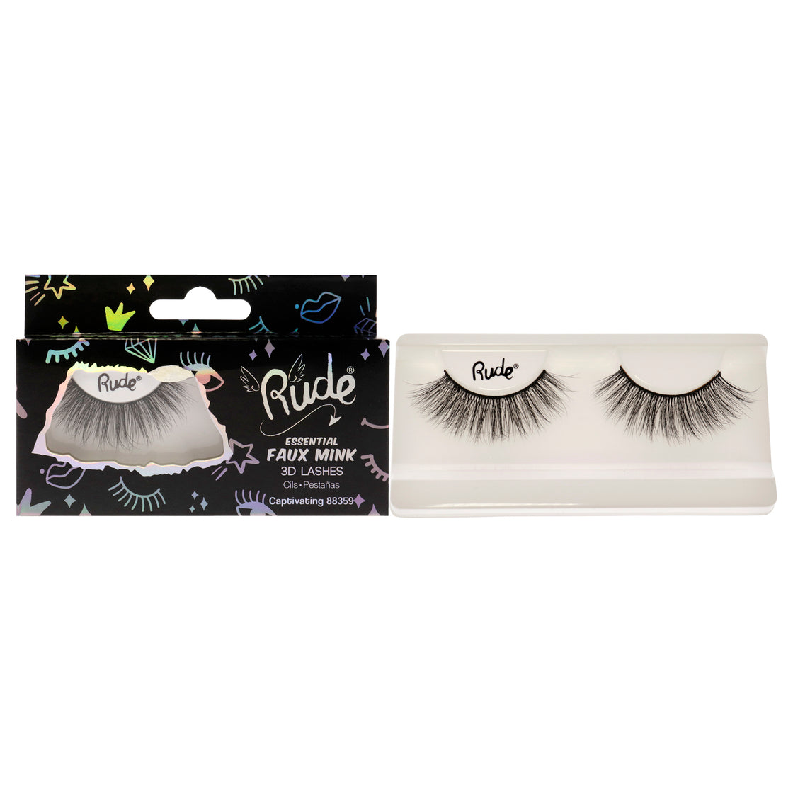 Essential Faux Mink 3D Lashes - Captivating by Rude Cosmetics for Women - 1 Pc Pair