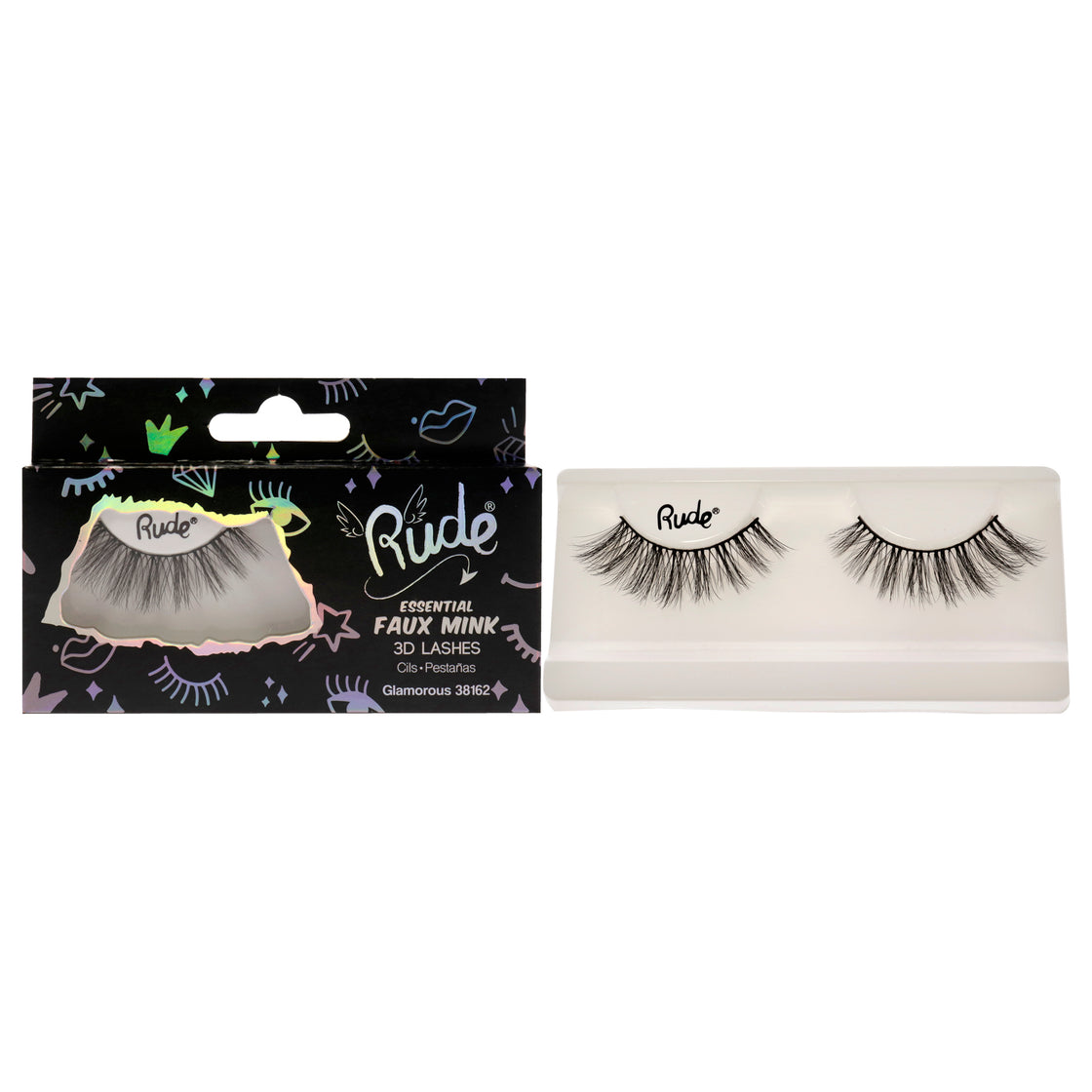 Essential Faux Mink 3D Lashes - Glamorous by Rude Cosmetics for Women - 1 Pc Pair