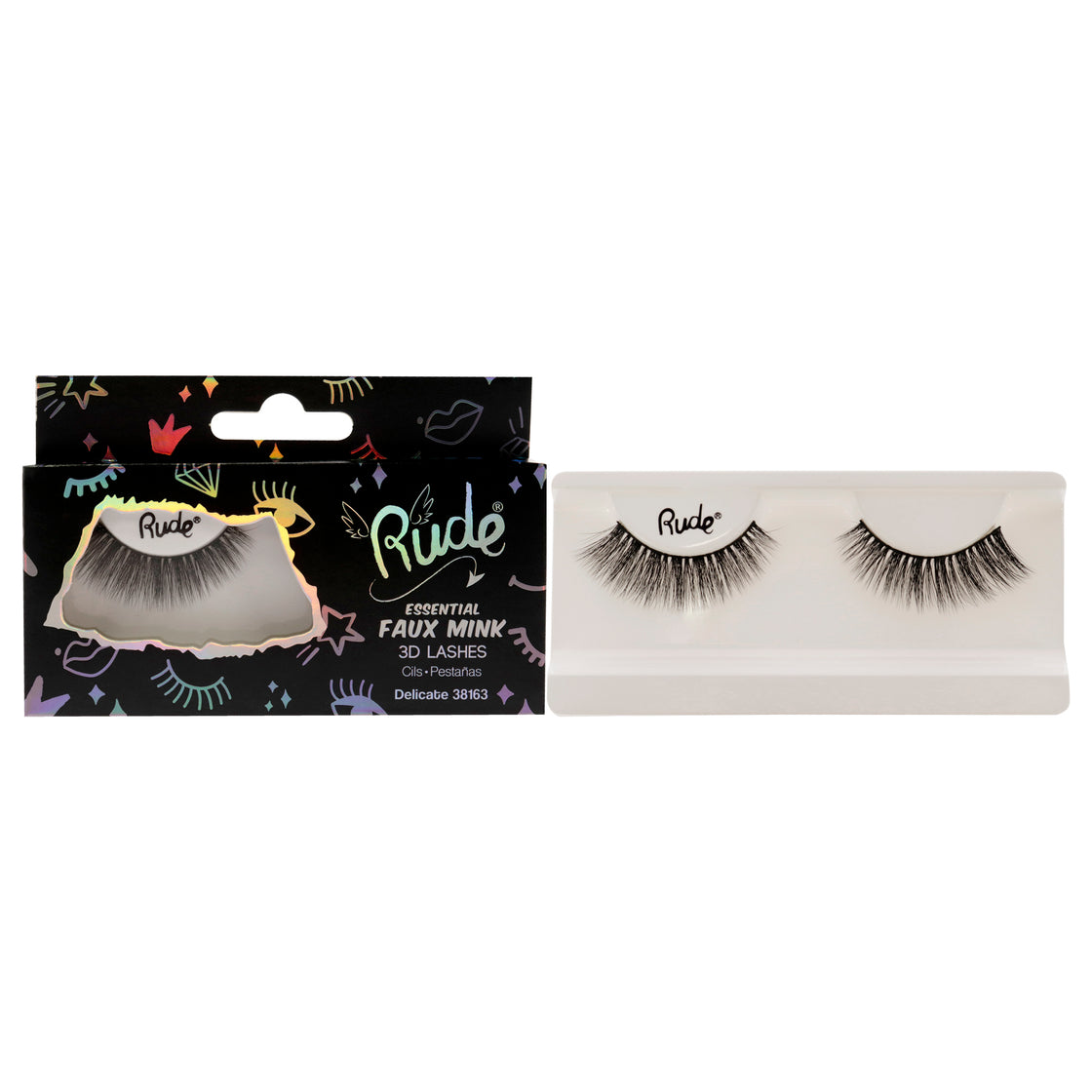 Essential Faux Mink 3D Lashes - Delicate by Rude Cosmetics for Women - 1 Pc Pair