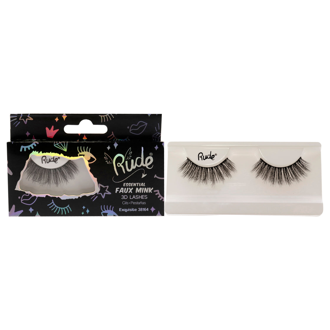 Essential Faux Mink 3D Lashes - Exquisite by Rude Cosmetics for Women - 1 Pc Pair