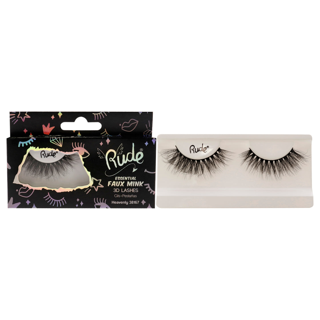 Essential Faux Mink 3D Lashes - Heavenly by Rude Cosmetics for Women - 1 Pc Pair