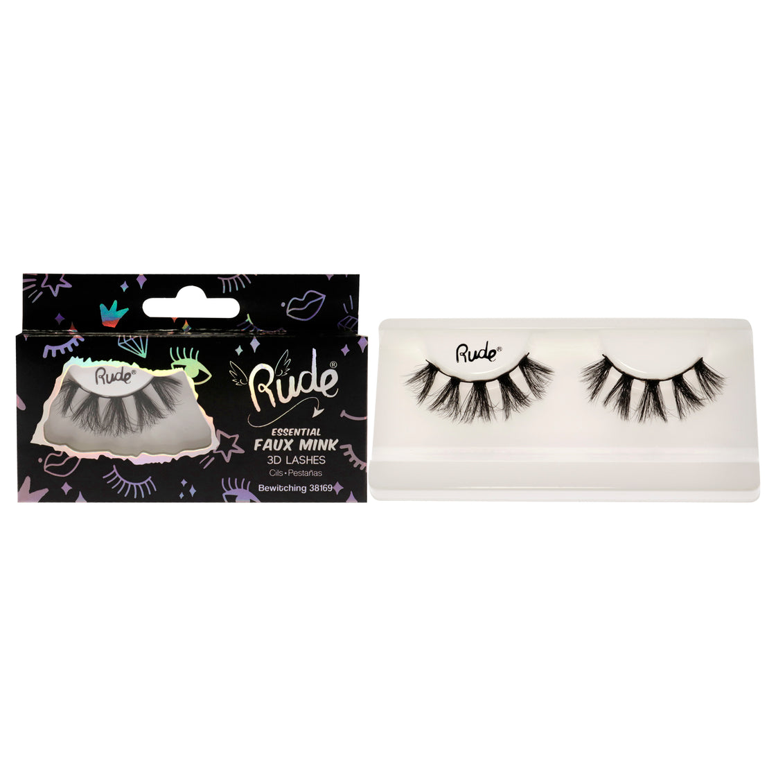 Essential Faux Mink 3D Lashes - Bewitching by Rude Cosmetics for Women - 1 Pc Pair