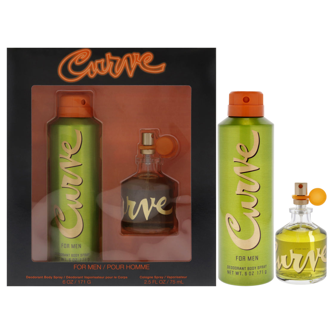 Curve by Liz Claiborne for Men - 2 Pc Gift Set 2.5oz Cologne Spray, 6oz Deodorant Body Spray