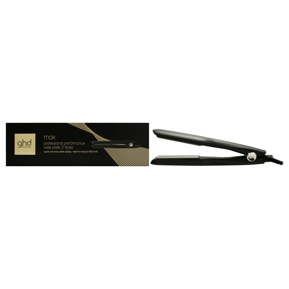 GHD Max Wide Plate Styler - Black by GHD for Unisex - 2 Inch Flat Iron