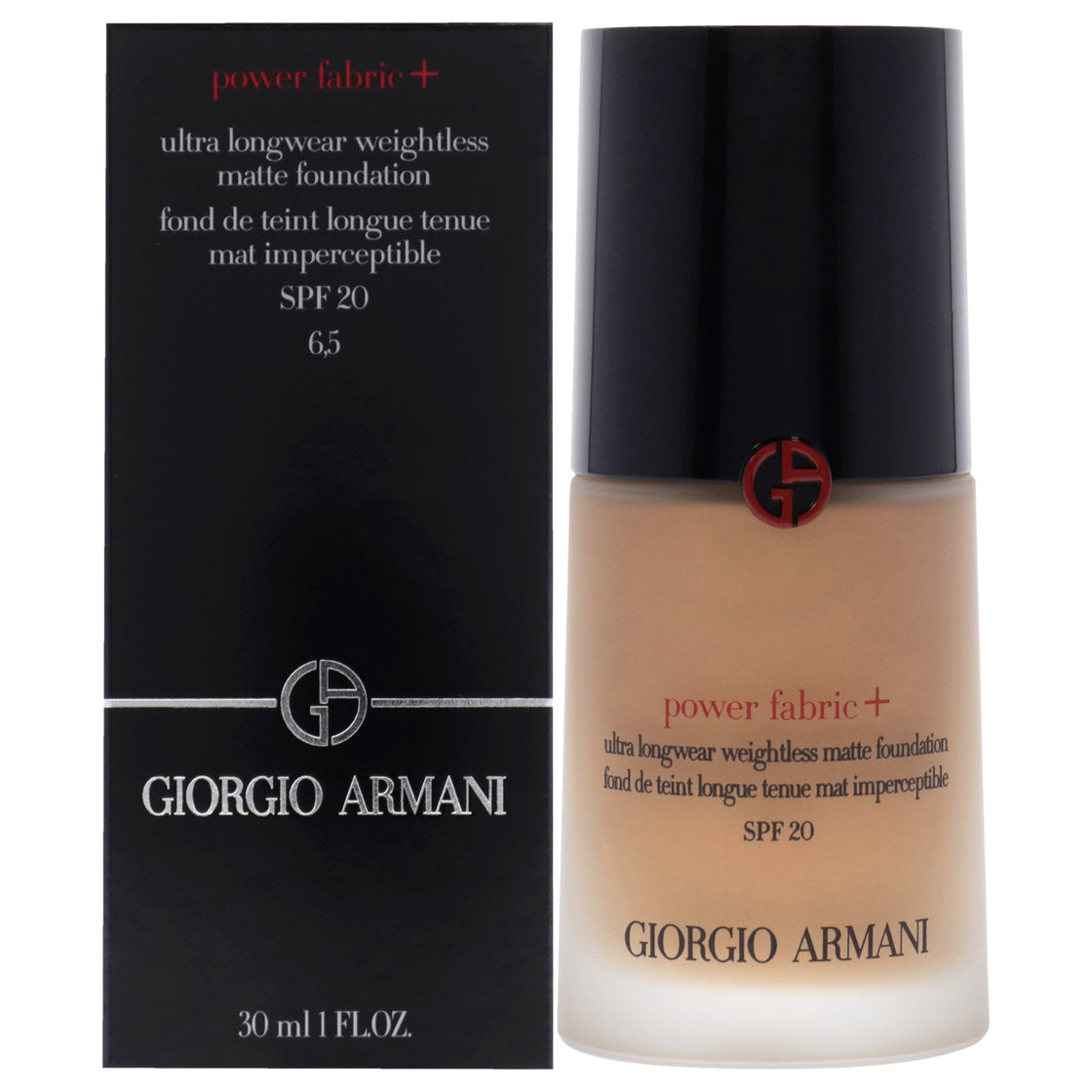 Power Fabric Plus Longwear Weightless Matte Foundation SPF 20 - 6.5 by Giorgio Armani for Women - 1 oz Foundation