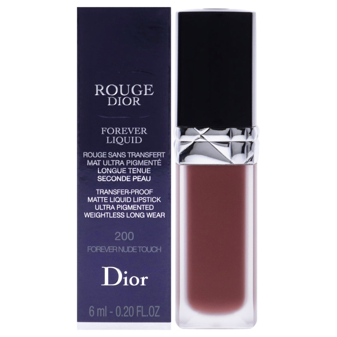 Rouge Dior Forever Liquid Matte Lipstick - 200 Forever Nude Touch by Christian Dior for Women - 0.2 oz Lipstick