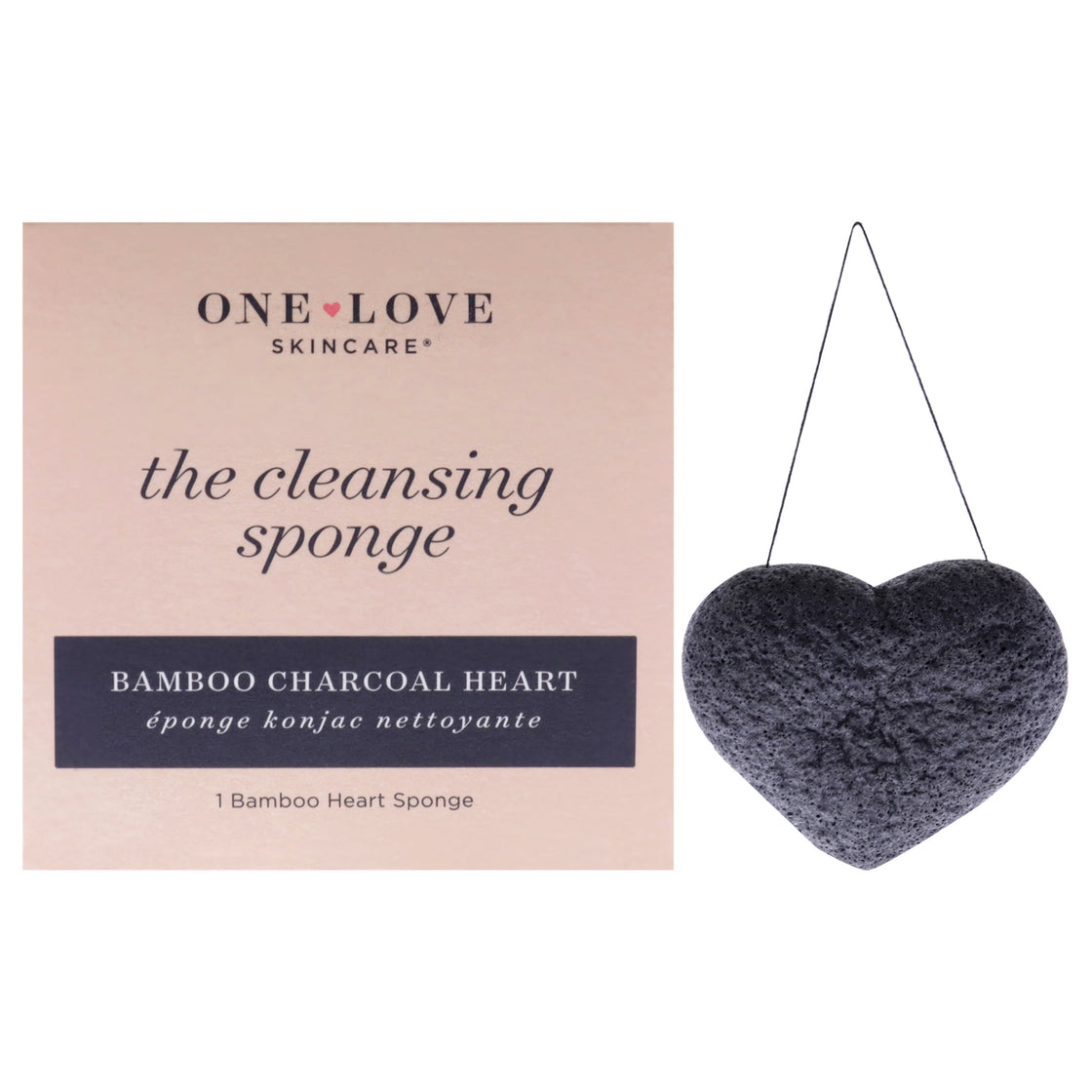 One Love Organics The Cleansing Sponge Bamboo Charcoal Heart by One Love Organics for Women - 1 Pc Sponge