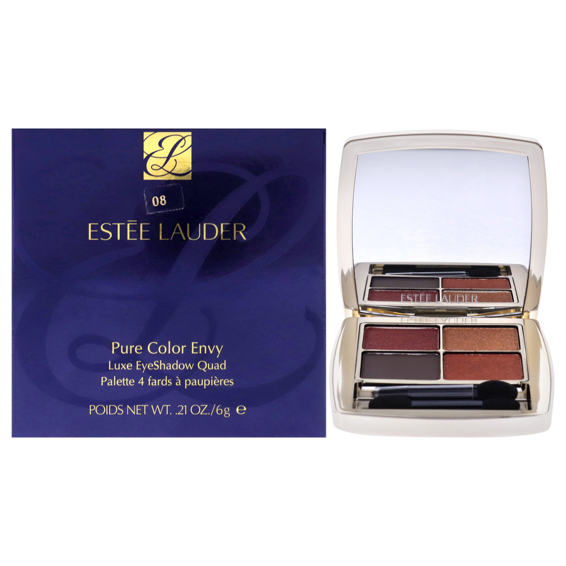 Pure Color Envy Luxe Eyeshadow Quad - 08 Wild Earth by Estee Lauder for Women - 0.21 oz Eye Shadow