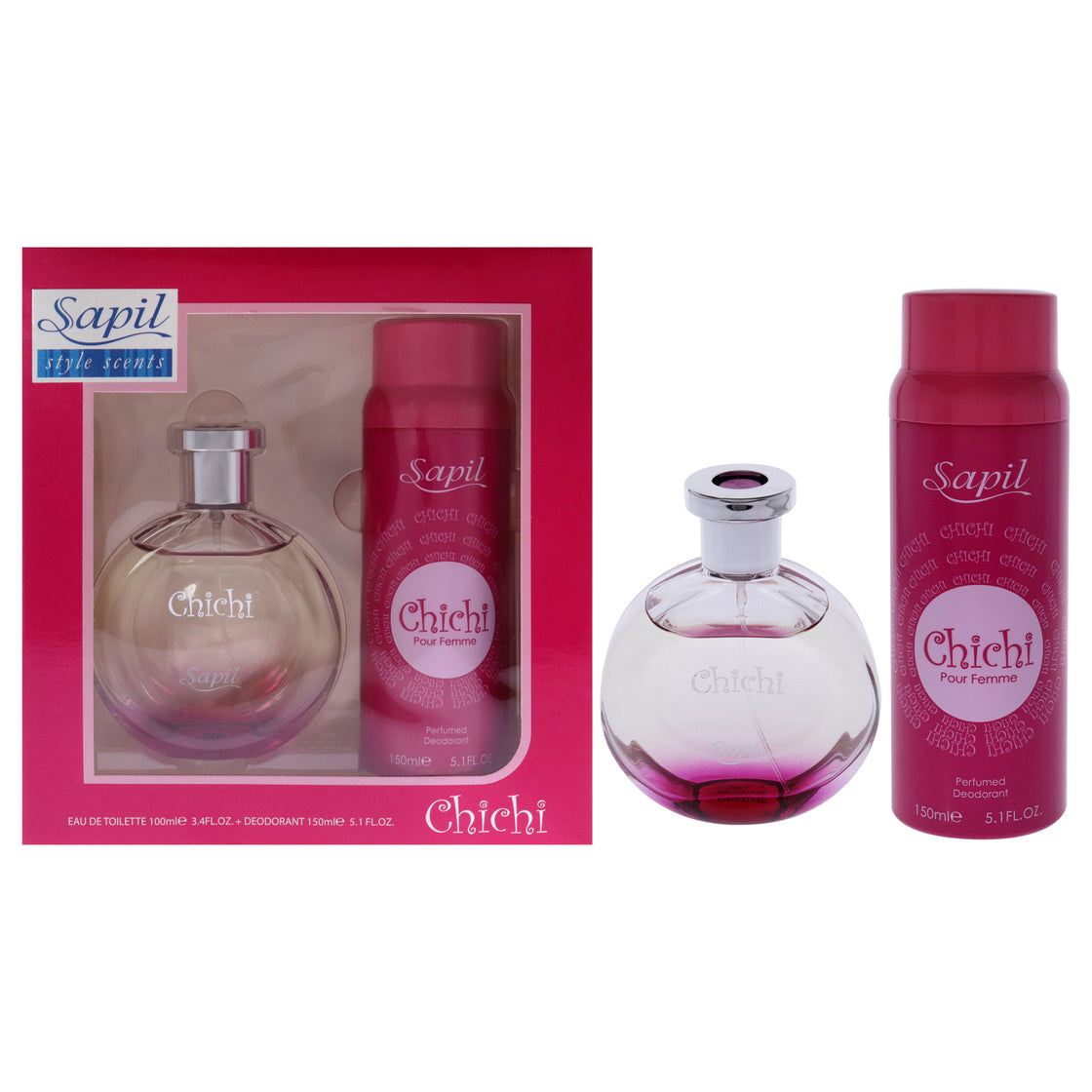 Chichi by Sapil for Women - 2 Pc Gift Set 3.4 oz EDT Spray, 5.1oz Deodorant Spray