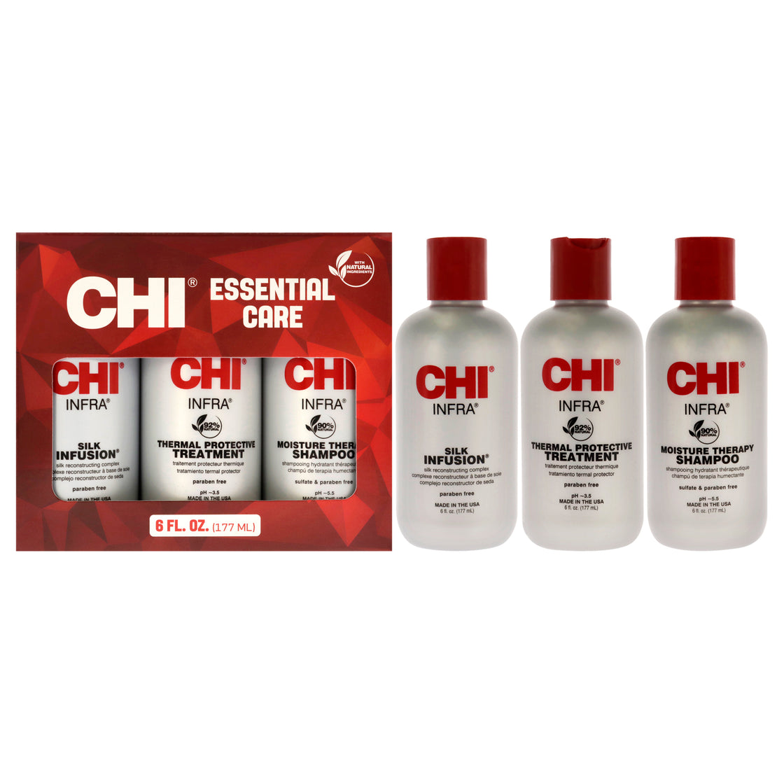 CHI Infra Trio Kit by CHI for Unisex - 3 Pc 6oz CHI Silk Infusion, 6oz CHI Infra Shampoo, 6oz CHI Infra Treatment