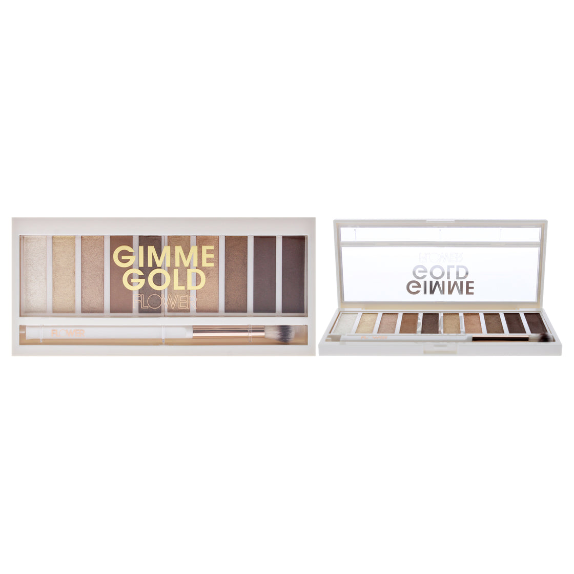 Shimmer and Shade Eyeshadow Palette - ES3 Gimme Gold by Flower Beauty for Women - 0.3 oz Eye Shadow