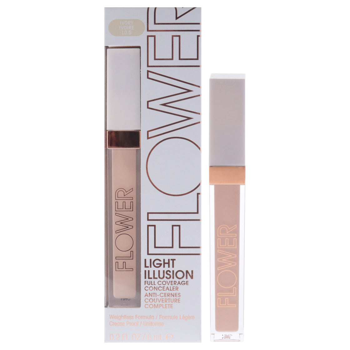 Light Illusion Full Coverage Concealer - L0.5 Ivory by Flower Beauty for Women - 0.2 oz Concealer