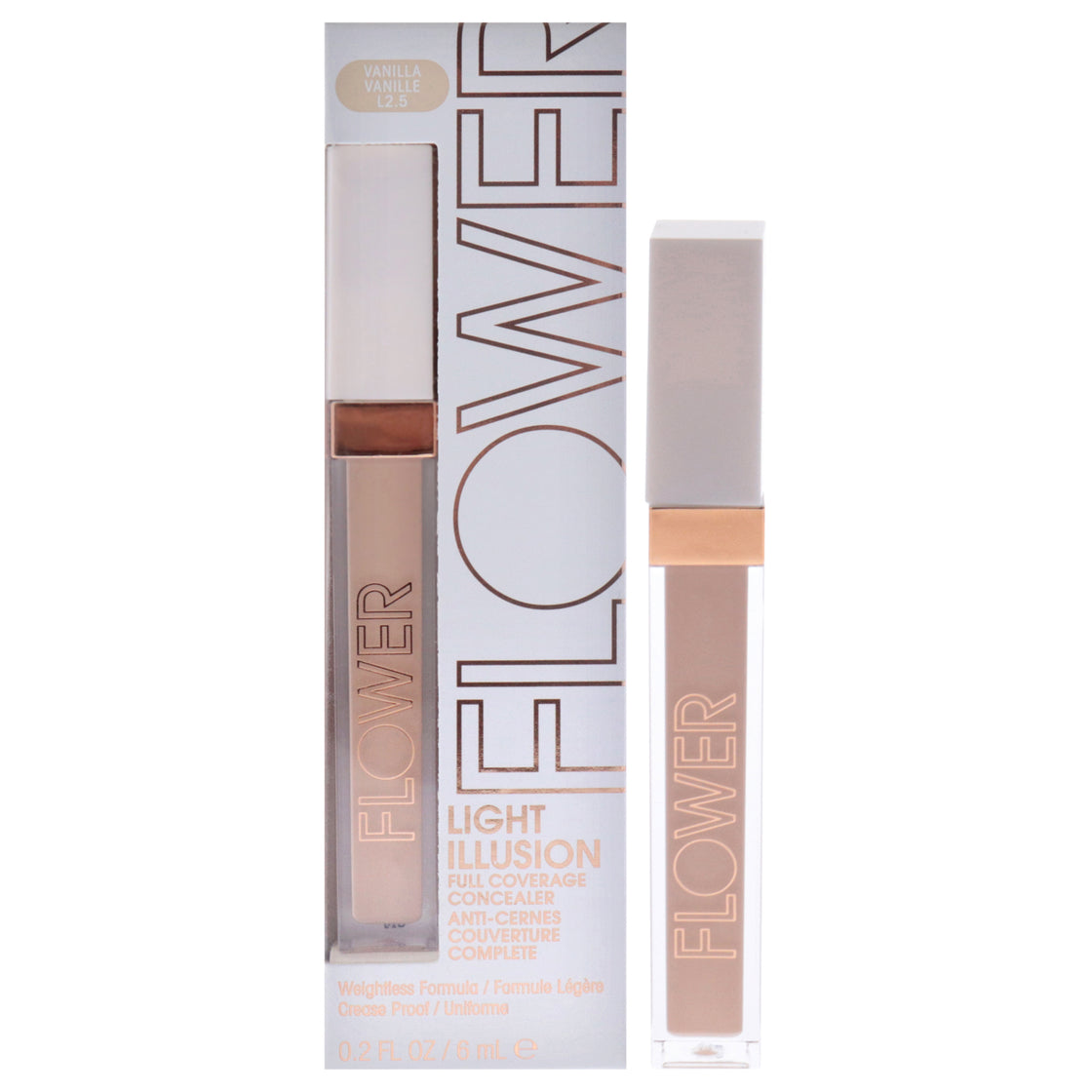 Light Illusion Full Coverage Concealer - L2.5 Vanilla by Flower Beauty for Women - 0.2 oz Concealer